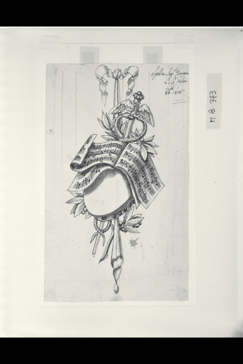 Trofeo musicale (disegno) di Maggiolini (bottega) (sec. XIX)