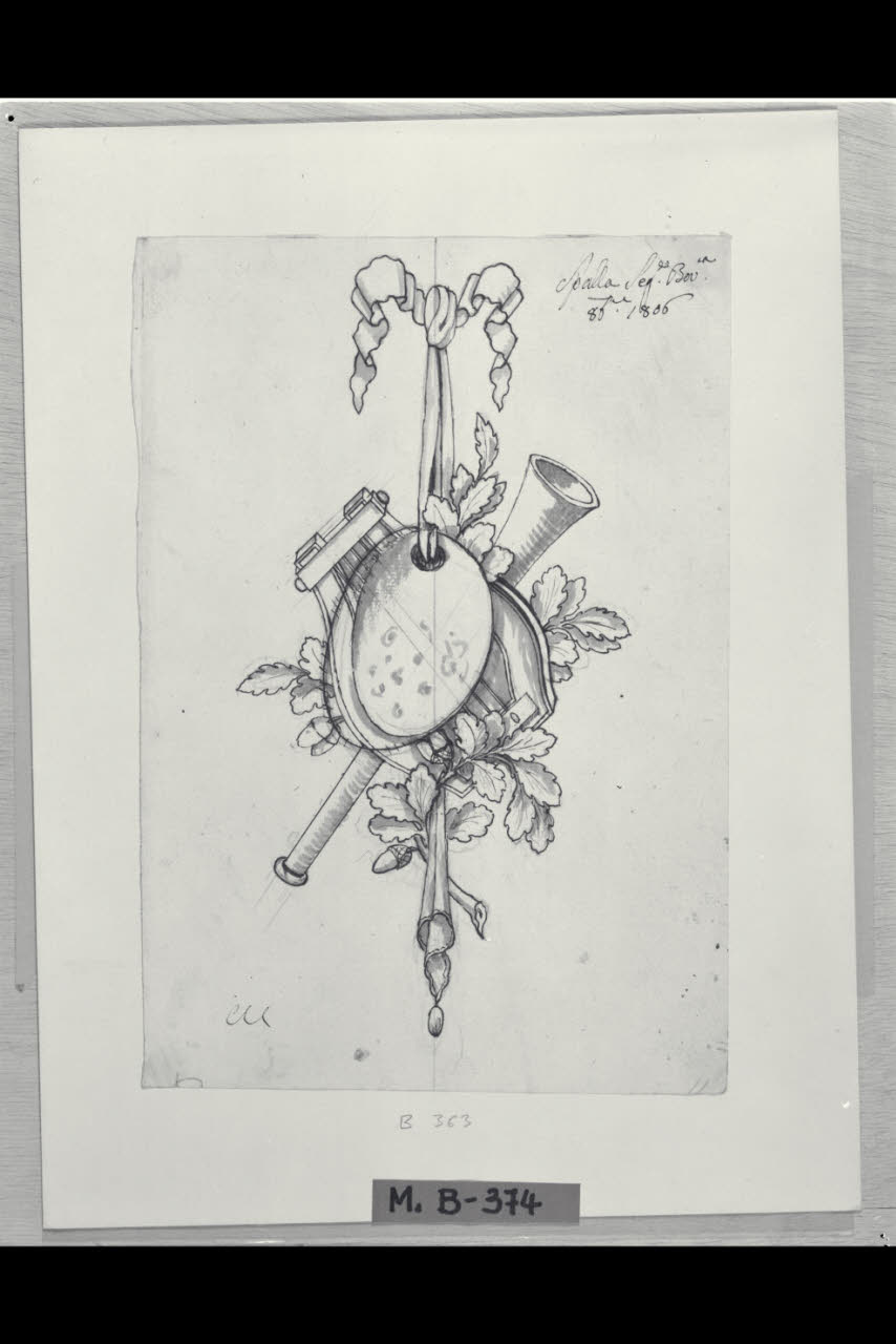 Trofeo musicale (disegno) di Maggiolini (bottega) (sec. XIX)