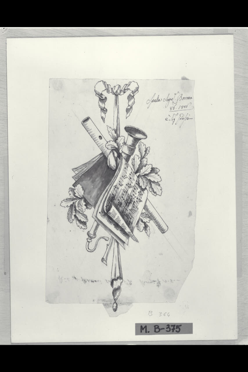 Trofeo musicale (disegno) di Maggiolini (bottega) (sec. XIX)