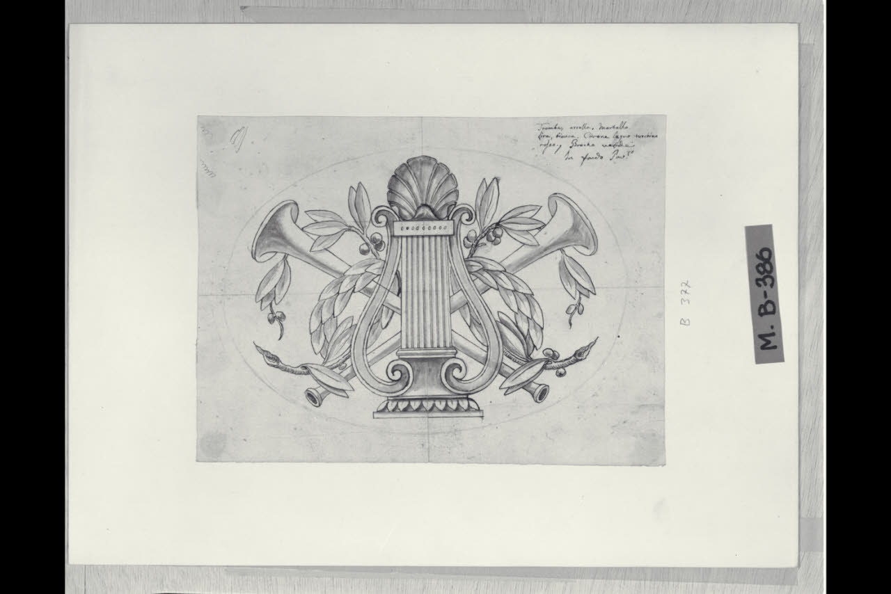 Trofeo musicale (disegno) di Maggiolini (bottega) (secc. XVIII/ XIX)