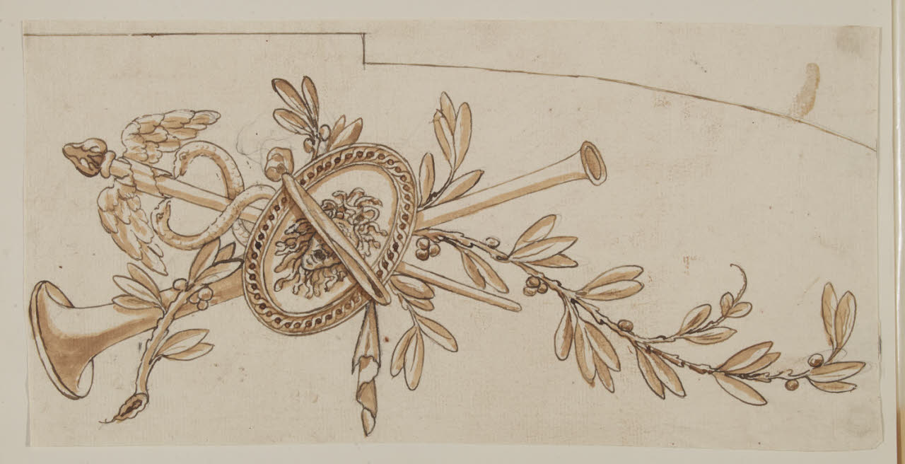 Trofeo allegorico (disegno) di Maggiolini (bottega) (secc. XVIII/ XIX)