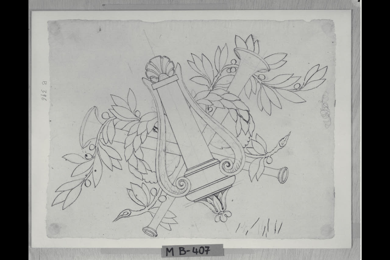 Trofeo allegorico (disegno) di Maggiolini (bottega) (secc. XVIII/ XIX)