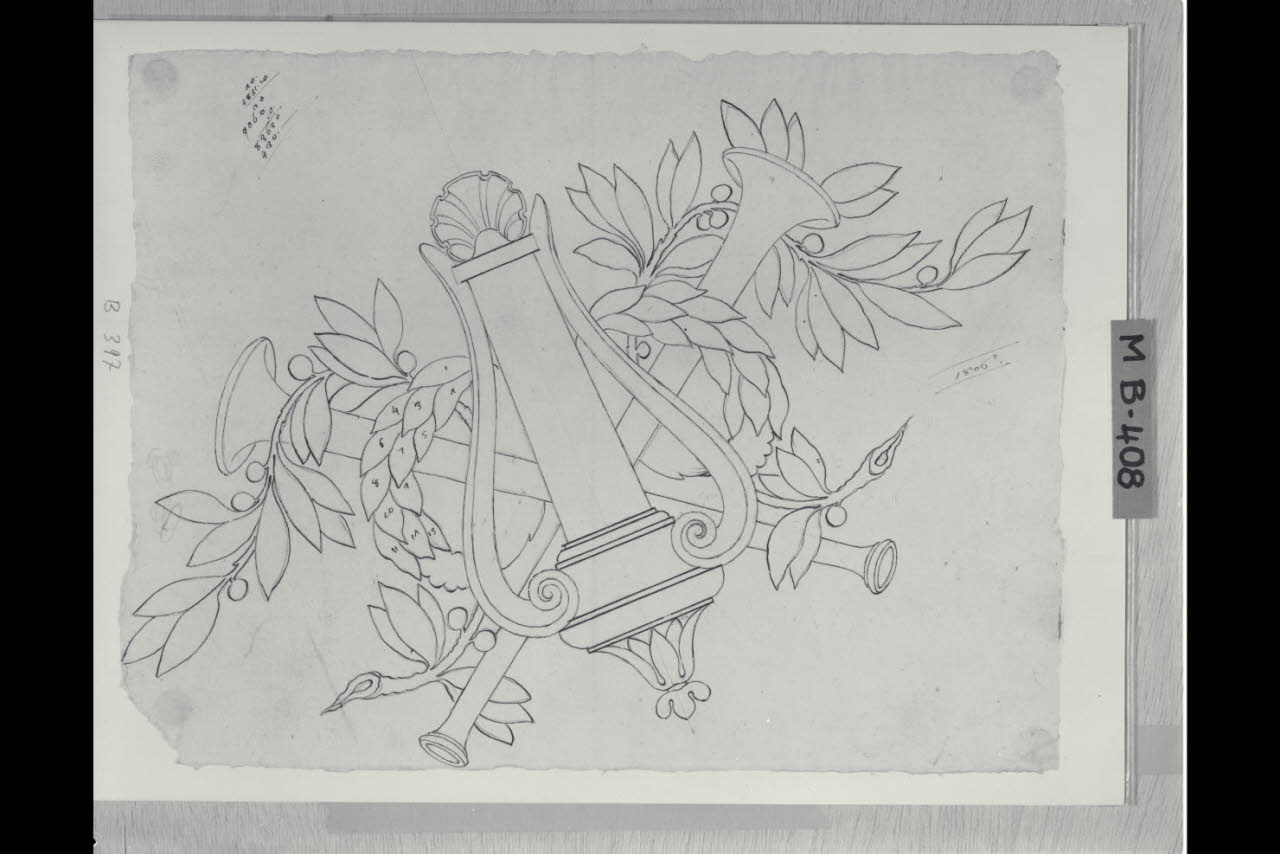 Trofeo allegorico (disegno) di Maggiolini (bottega) (sec. XIX)