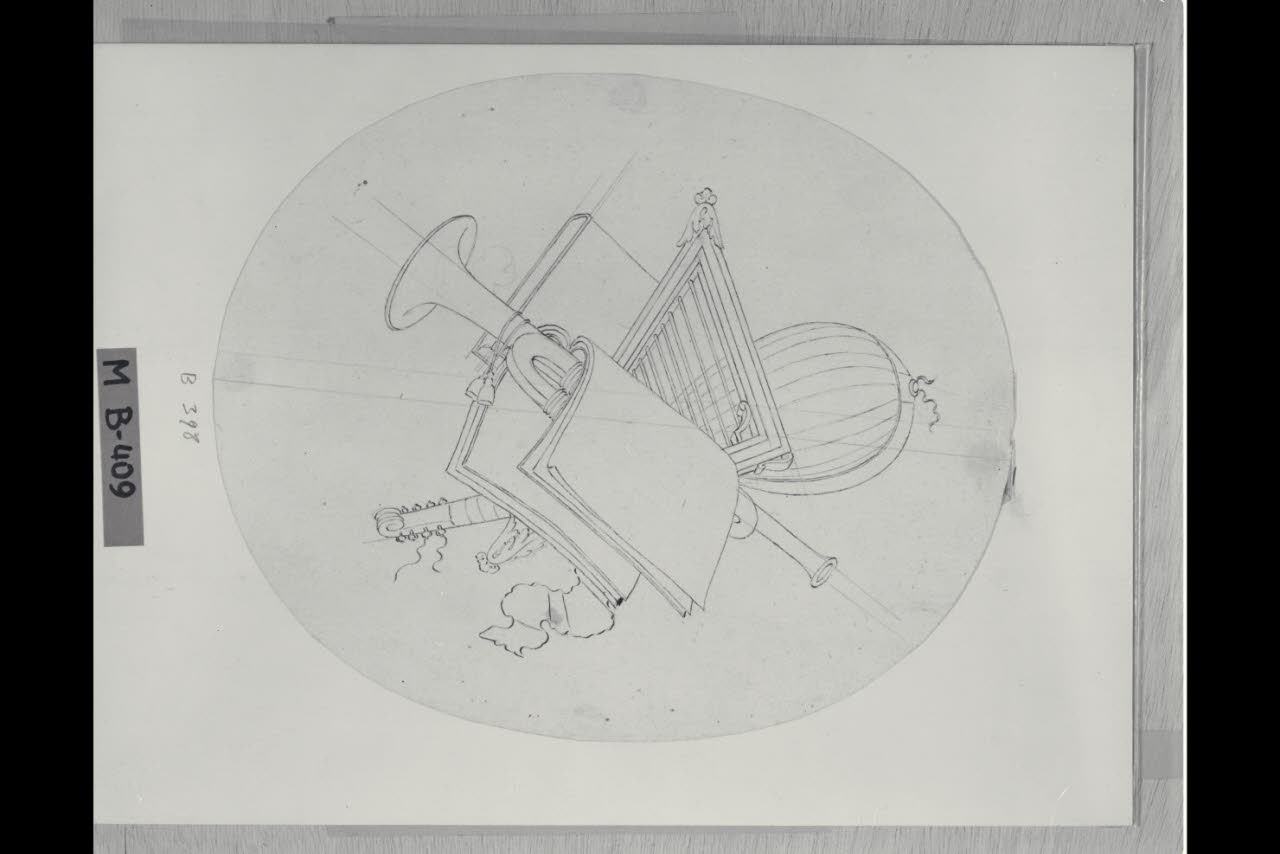 Trofeo allegorico (disegno) di Maggiolini (bottega) (secc. XVIII/ XIX)