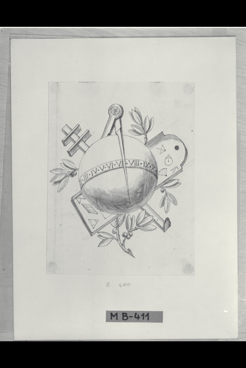 Trofeo allegorico (disegno) di Maggiolini (bottega) (secc. XVIII/ XIX)