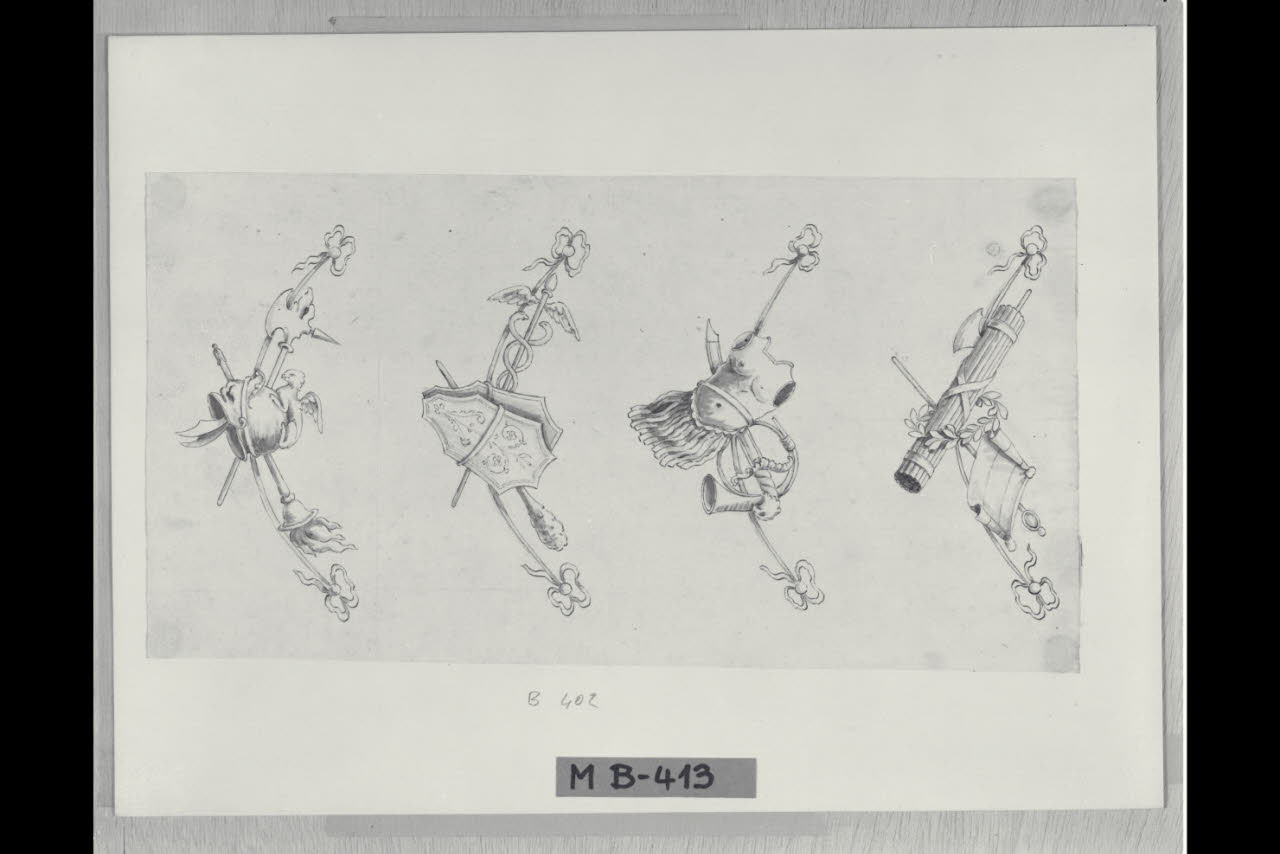 Studi per panoplie (disegno) di Maggiolini (bottega) (secc. XVIII/ XIX)