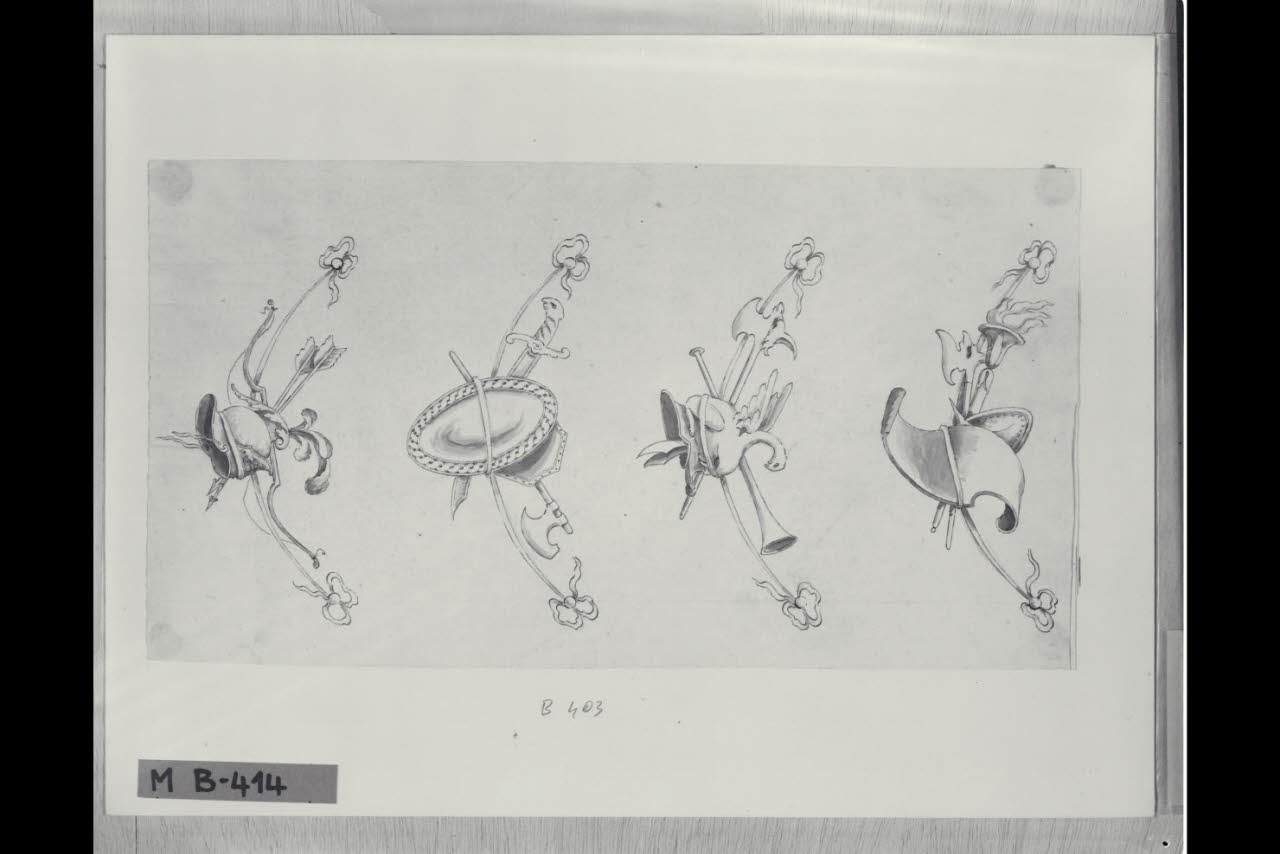 Studi per panoplie (disegno) di Maggiolini (bottega) (secc. XVIII/ XIX)