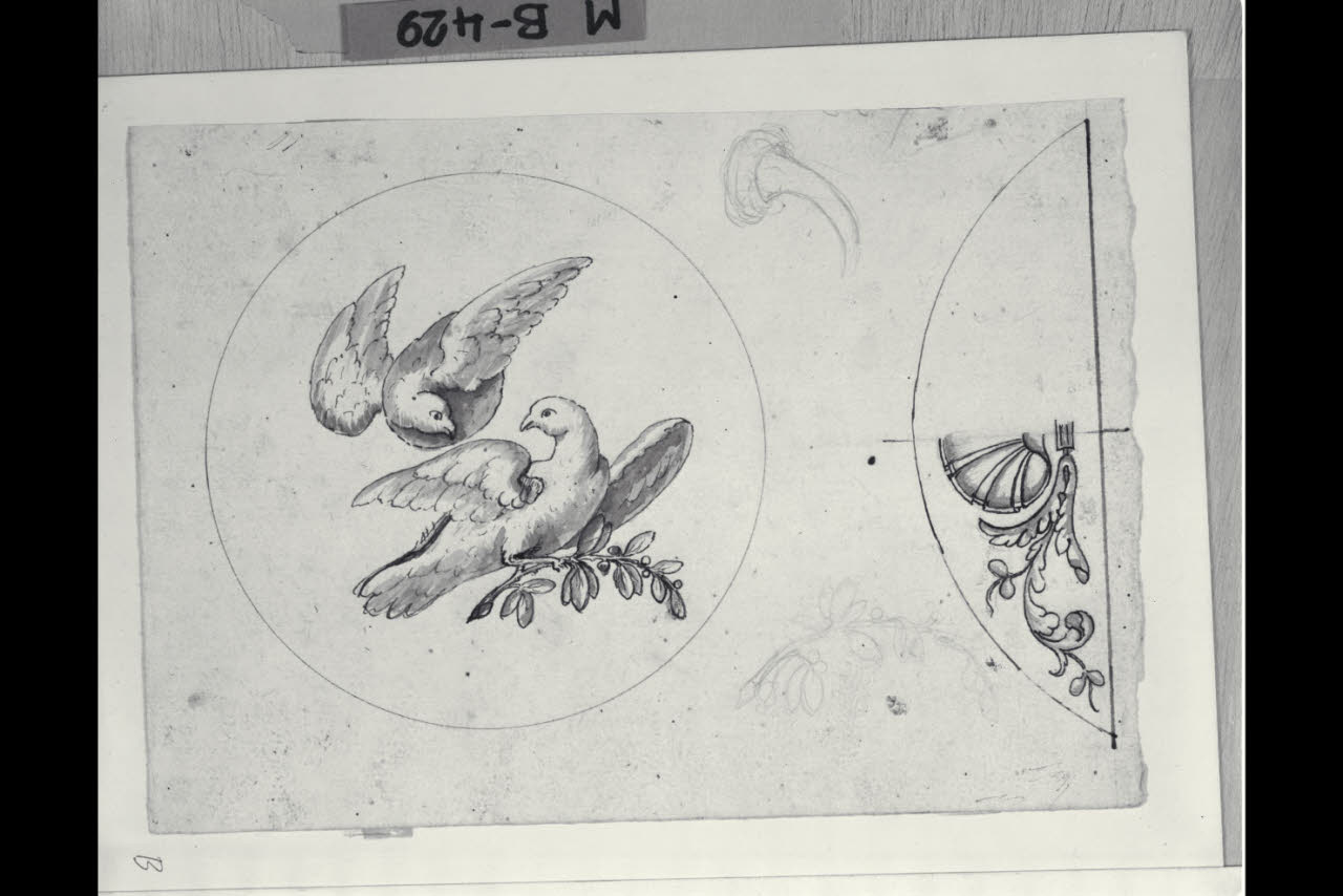 Due colombi e altri schizzi (disegno) di Maggiolini (bottega) (secc. XVIII/ XIX)