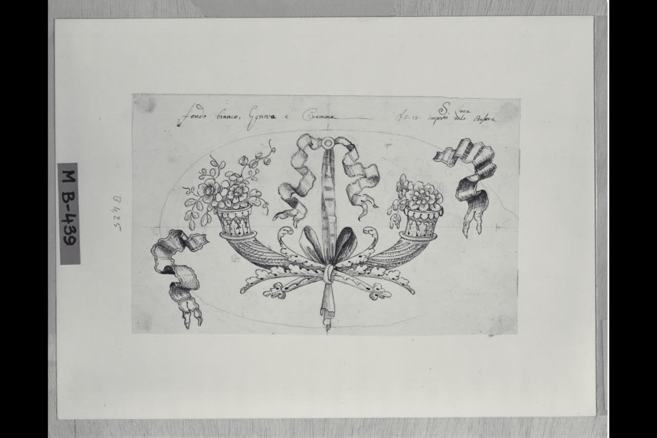 Due cornucopie intrecciate (disegno) di Maggiolini (bottega) (secc. XVIII/ XIX)