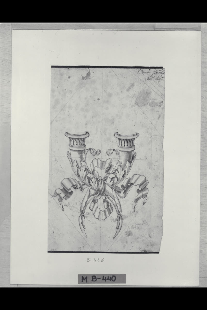 Due cornucopie intrecciate (disegno) di Maggiolini (bottega) (secc. XVIII/ XIX)
