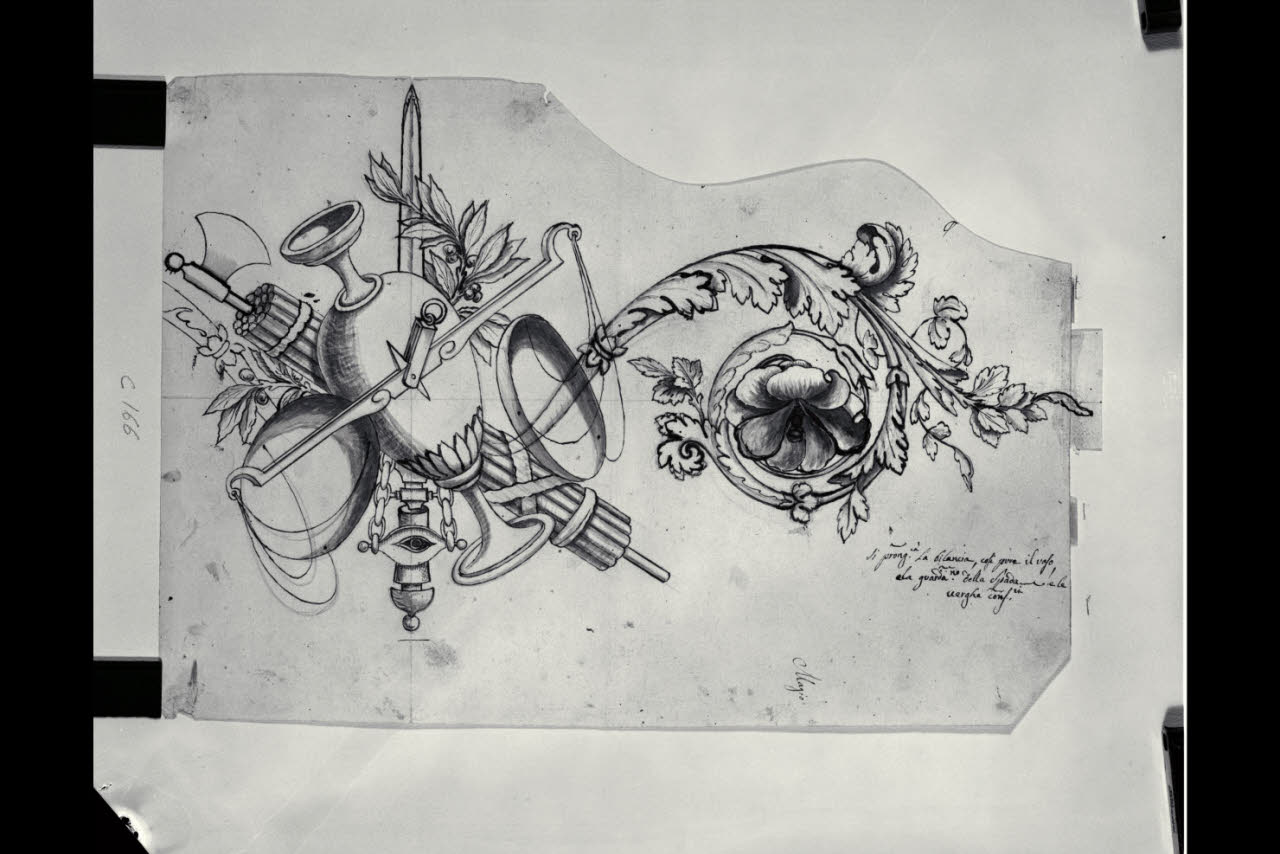 Attributi della Giustizia (disegno) di Maggiolini (bottega) (secc. XVIII/ XIX)