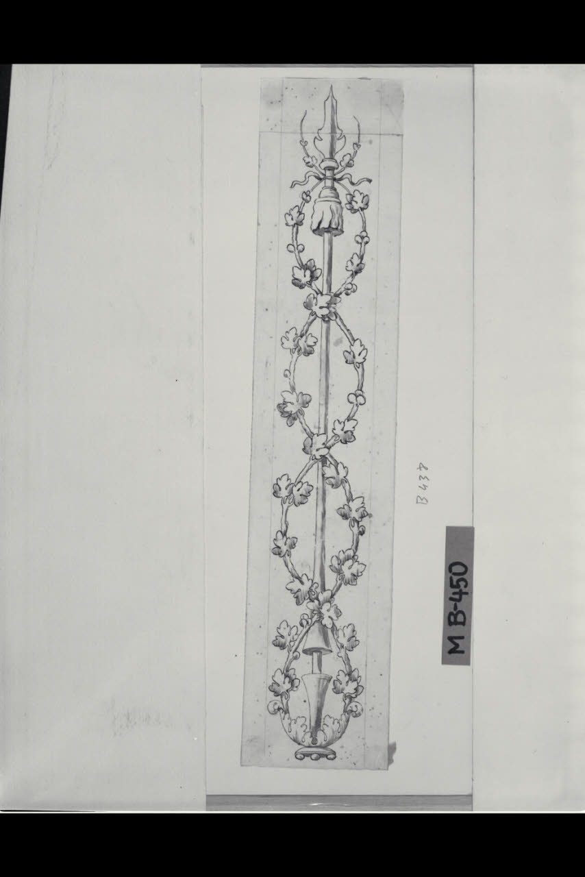 Lancia intrecciata a tralci di vite (disegno) di Maggiolini (bottega) (secc. XVIII/ XIX)