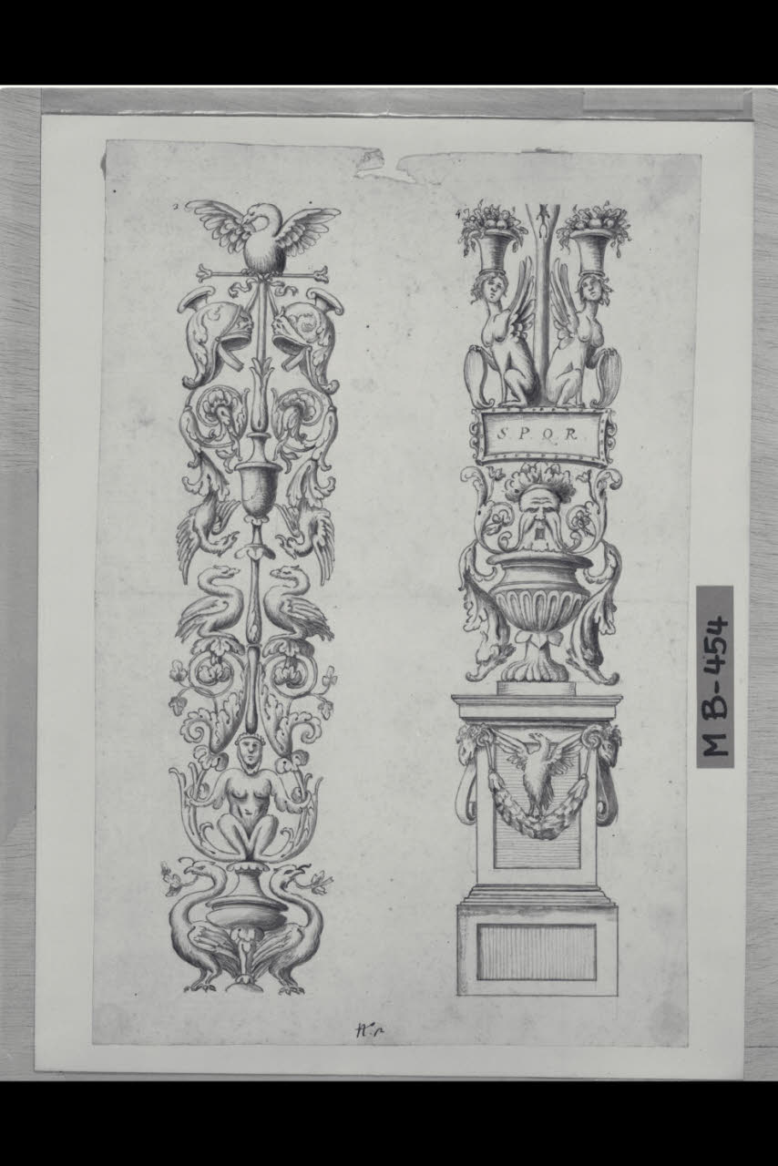 Candelabre (disegno) di Maggiolini (bottega) (secc. XVIII/ XIX)