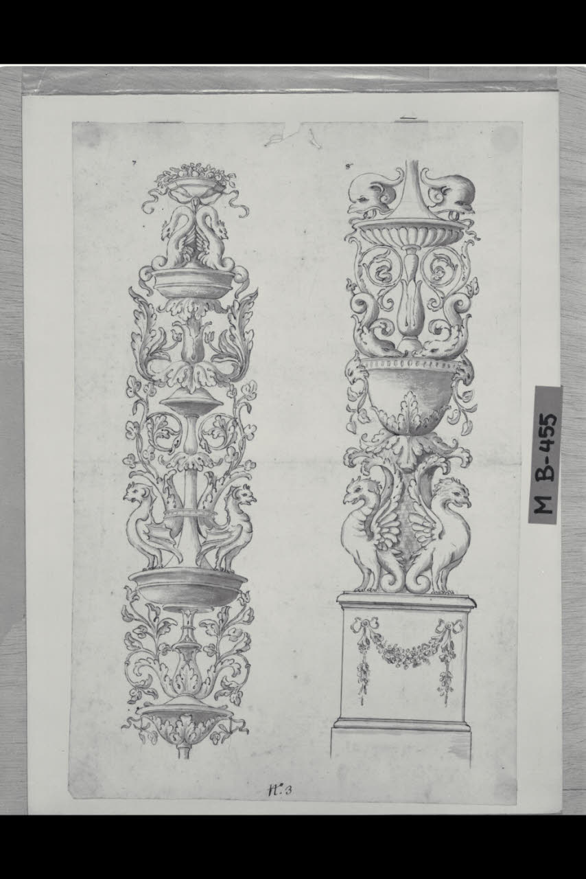 Candelabre (disegno) di Maggiolini (bottega) (secc. XVIII/ XIX)