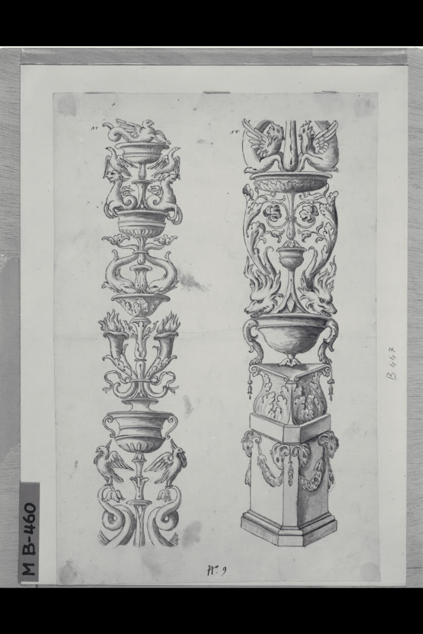 Candelabre (disegno) di Maggiolini (bottega) (secc. XVIII/ XIX)