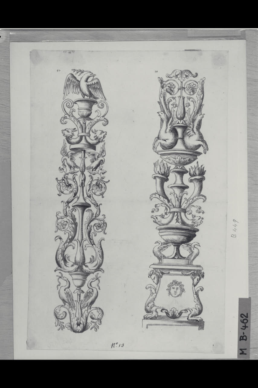 Candelabre (disegno) di Maggiolini (bottega) (secc. XVIII/ XIX)
