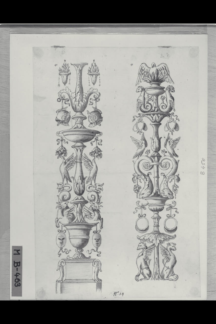 Candelabre (disegno) di Maggiolini (bottega) (secc. XVIII/ XIX)