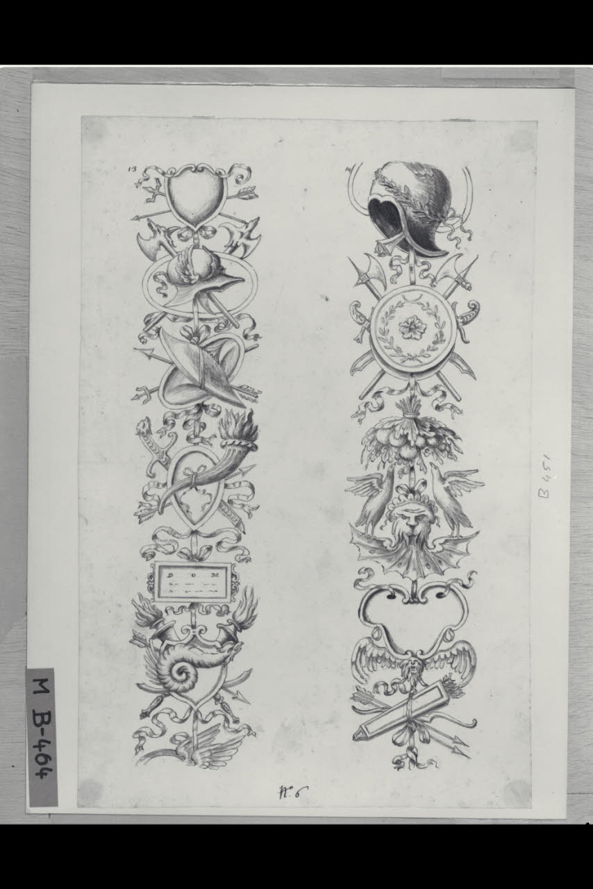 Candelabre con trofei militari (disegno) di Maggiolini (bottega) (secc. XVIII/ XIX)