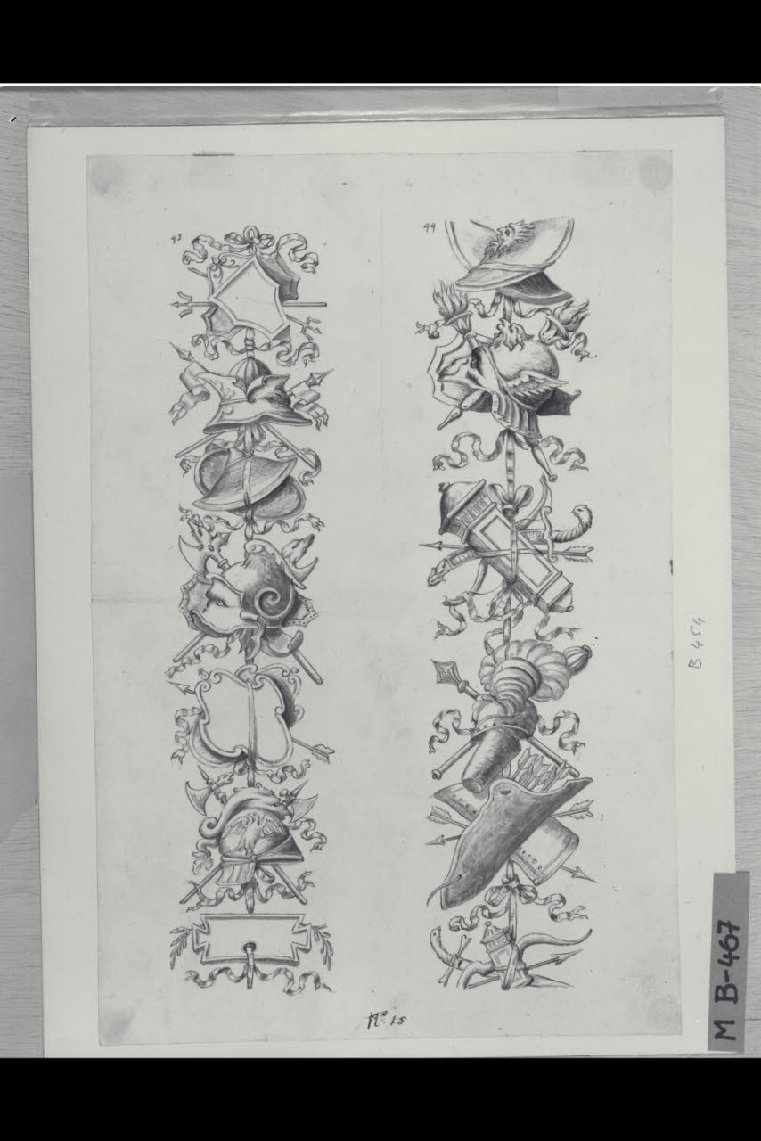 Candelabre con trofei militari (disegno) di Maggiolini (bottega) (secc. XVIII/ XIX)