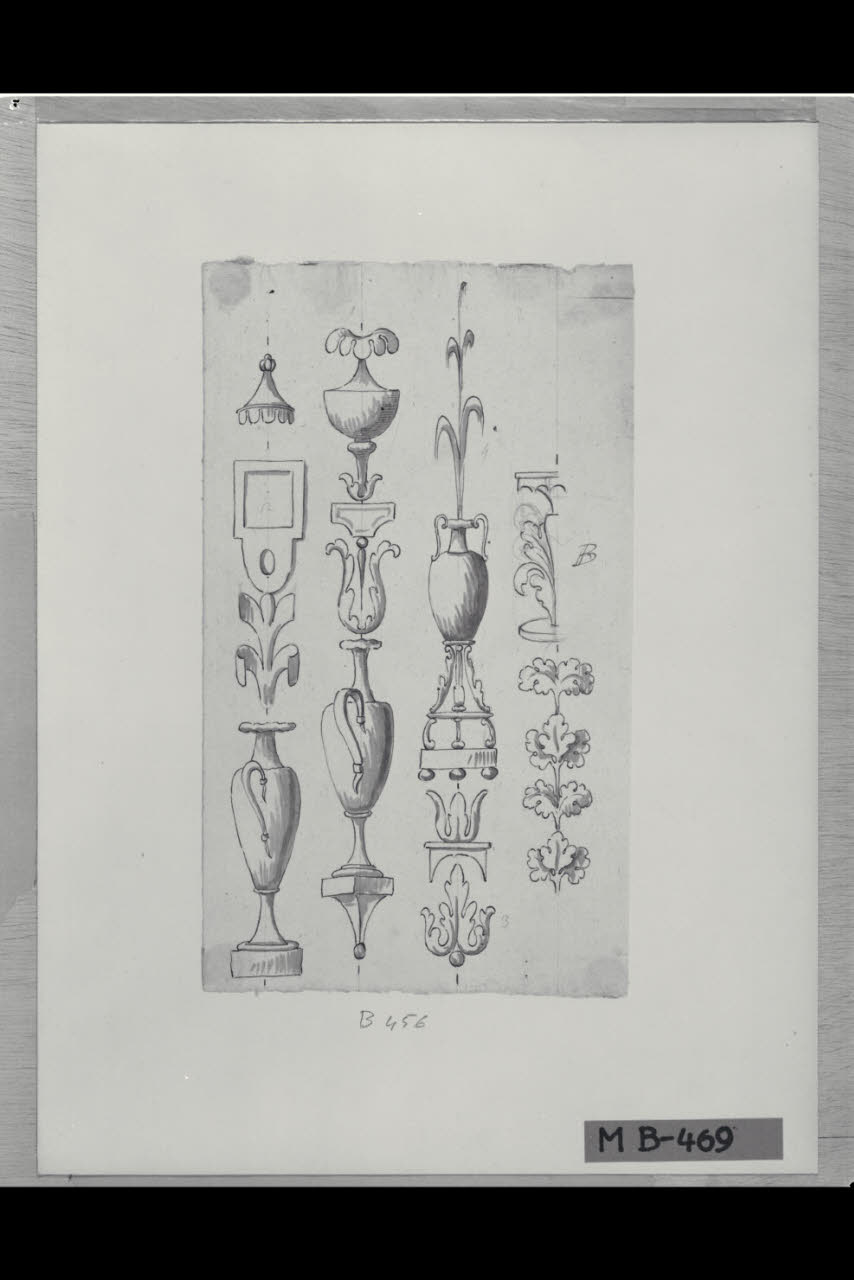 Vasi, particolari ornamentali (disegno) di Maggiolini (bottega) (secc. XVIII/ XIX)