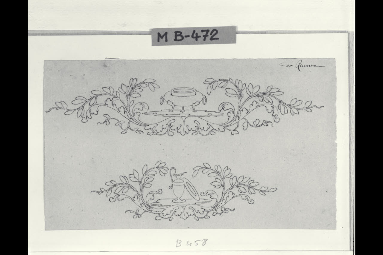 Fregi con contenitori e girali (disegno) di Maggiolini (bottega) (secc. XVIII/ XIX)