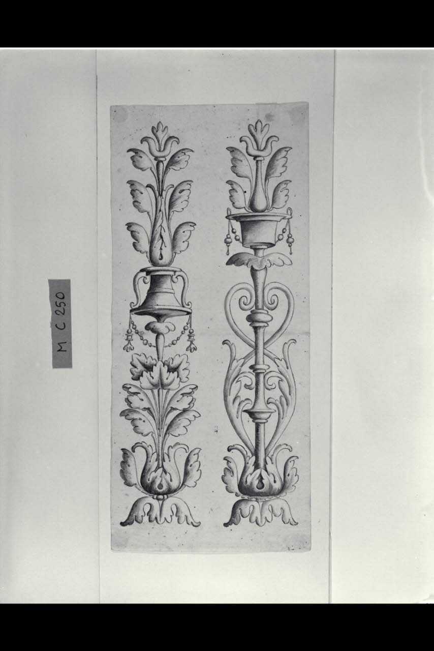 Due candelabre (disegno) di Maggiolini (bottega) (secc. XVIII/ XIX)
