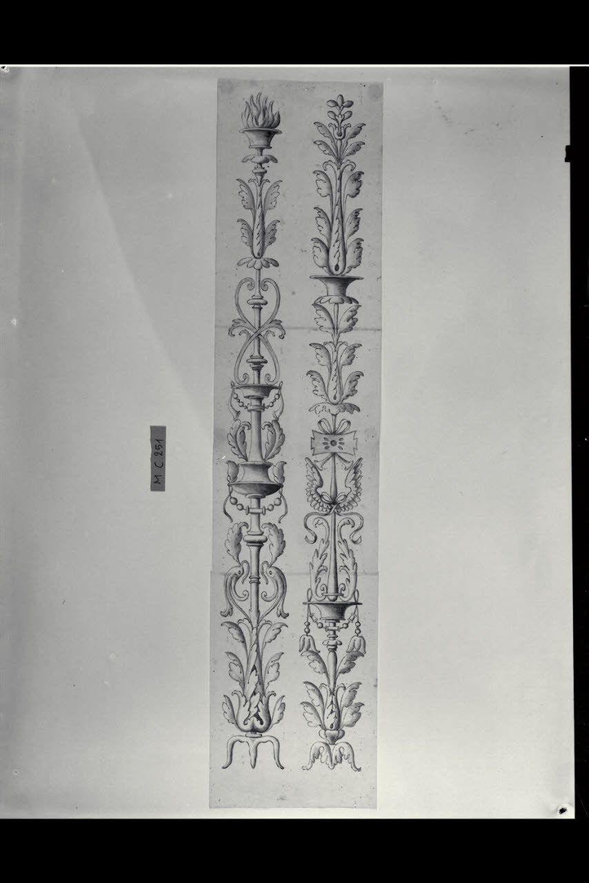 Due candelabre (disegno) di Maggiolini (bottega) (secc. XVIII/ XIX)