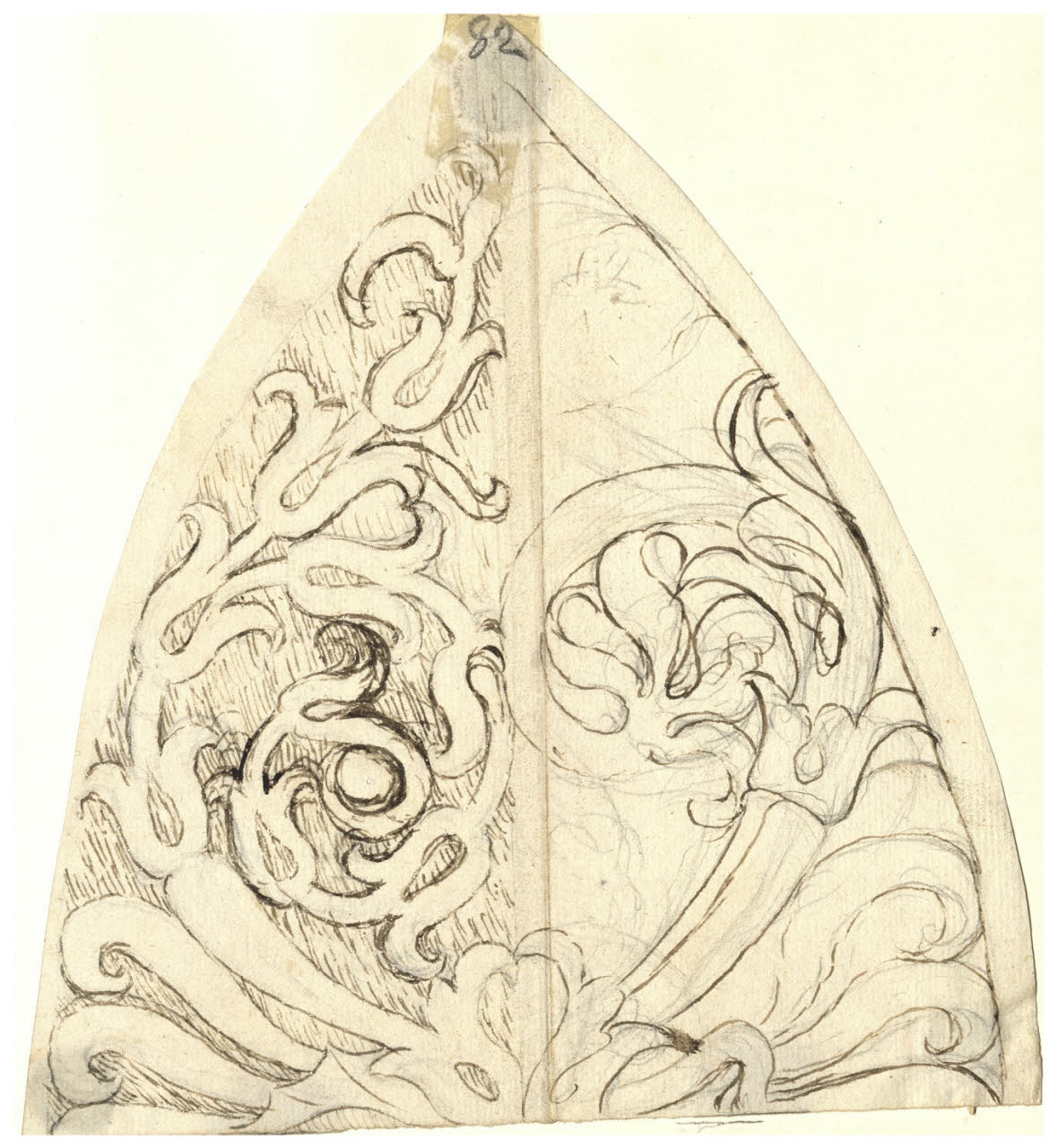 Motivo ad antefissa con soluzioni alternative (disegno) di Maggiolini (bottega) (secc. XVIII/ XIX)