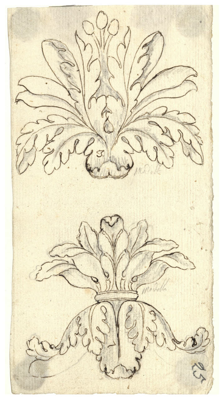 Due motivi fogliacei (disegno) di Maggiolini (bottega) (secc. XVIII/ XIX)