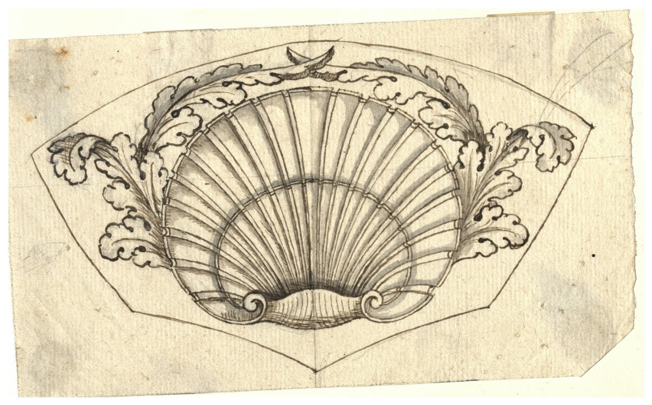 Conchiglia e foglie d'acanto (disegno) di Maggiolini (bottega) (secc. XVIII/ XIX)