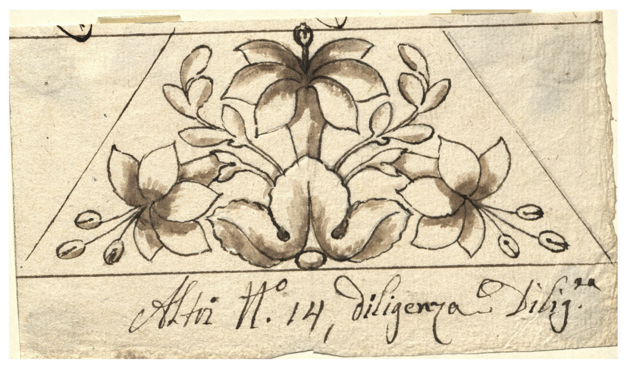 Foglie e fiori (disegno) di Maggiolini (bottega) (secc. XVIII/ XIX)