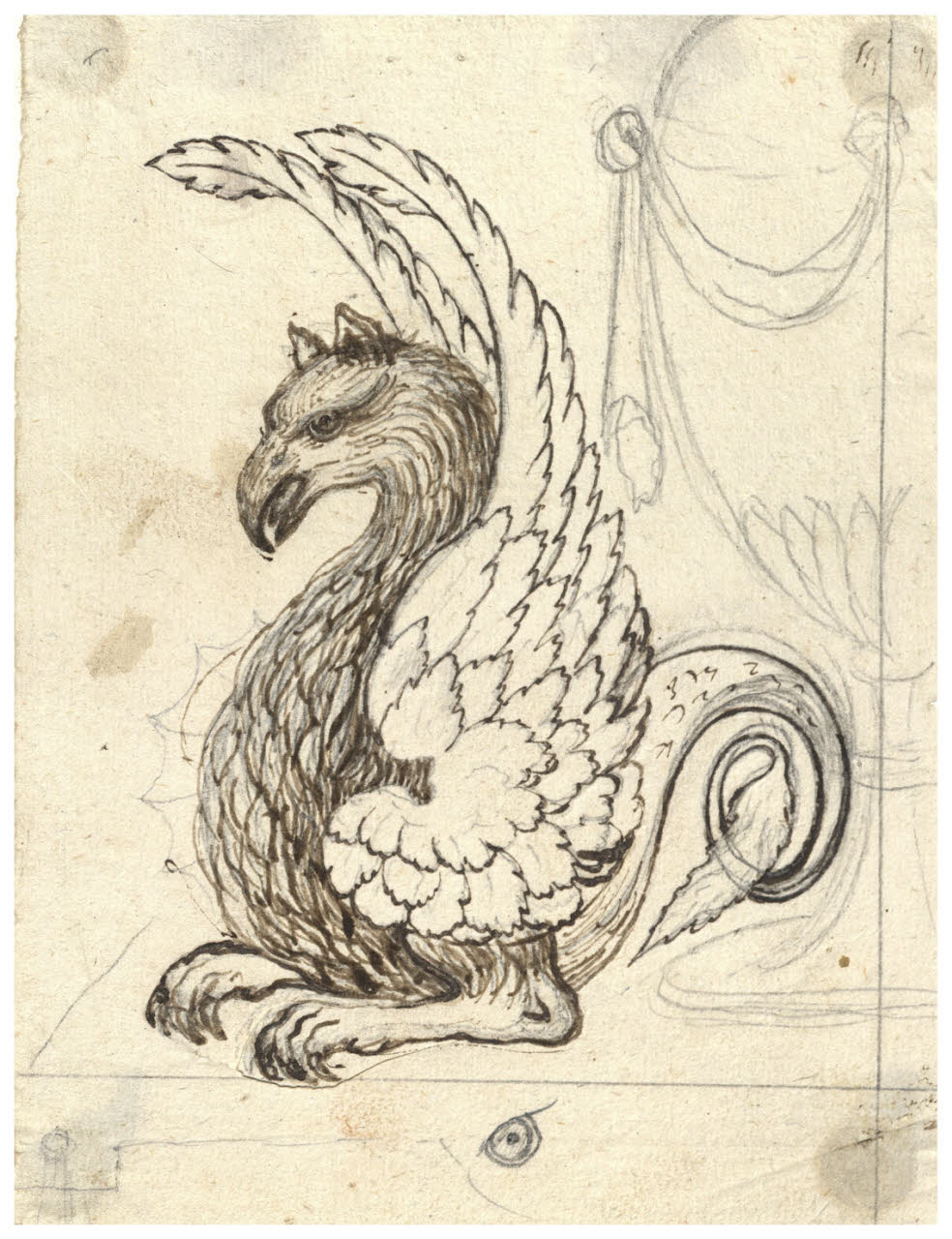Ippogrifo (disegno) di Maggiolini (bottega) (secc. XVIII/ XIX)