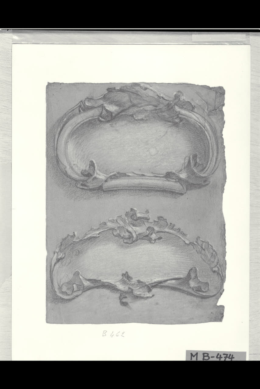 Due cartelle in stile Rocaille (disegno) di Maggiolini (bottega) (secc. XVIII/ XIX)