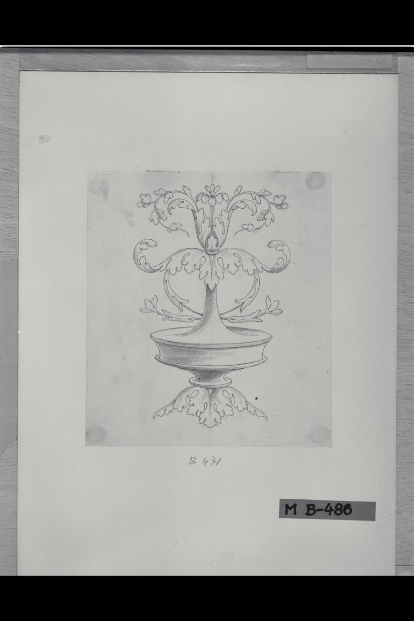 Elemento di candelabra con foglie d'acanto (disegno) di Maggiolini (bottega) (secc. XVIII/ XIX)