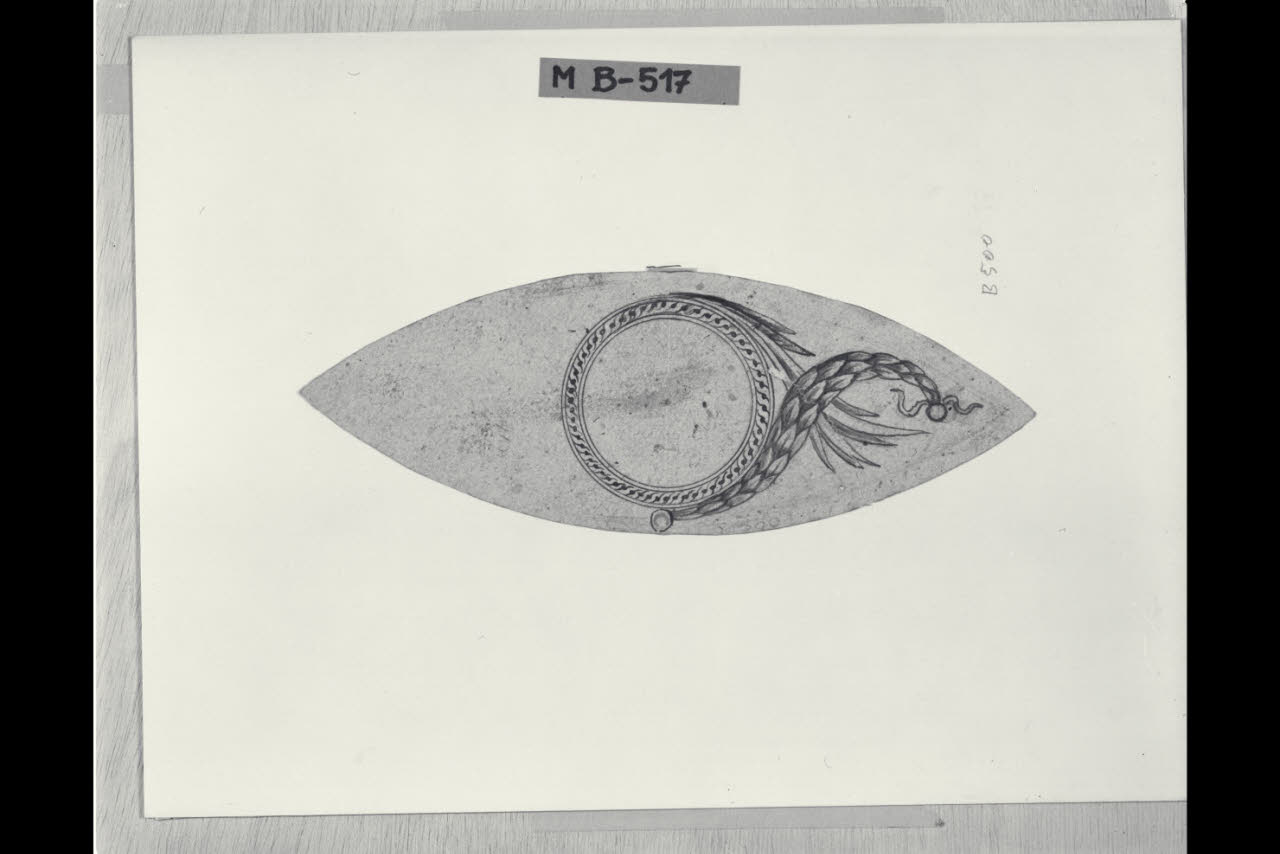 Incorniciatura con motivi fogliacei (disegno) di Maggiolini (bottega) (secc. XVIII/ XIX)