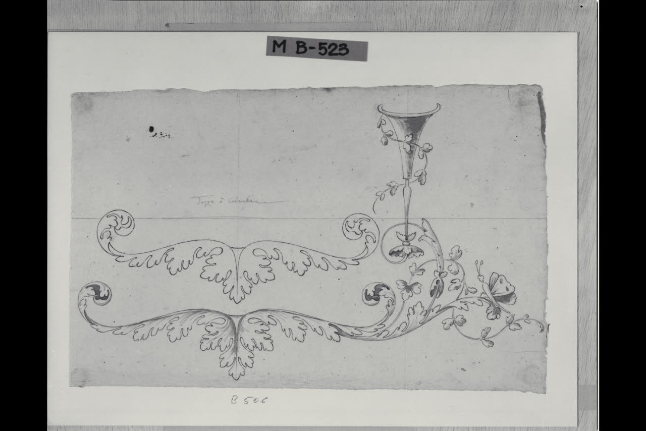 Studi fogliacei con calice e farfalla (disegno) di Maggiolini (bottega) (secc. XVIII/ XIX)