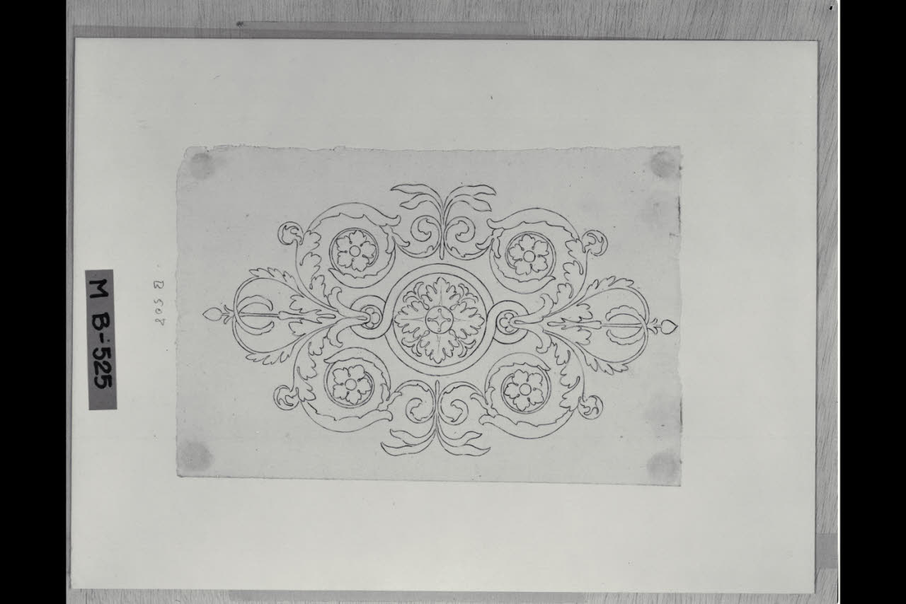 Rosone con intrecci fogliacei (disegno) di Maggiolini (bottega) (secc. XVIII/ XIX)