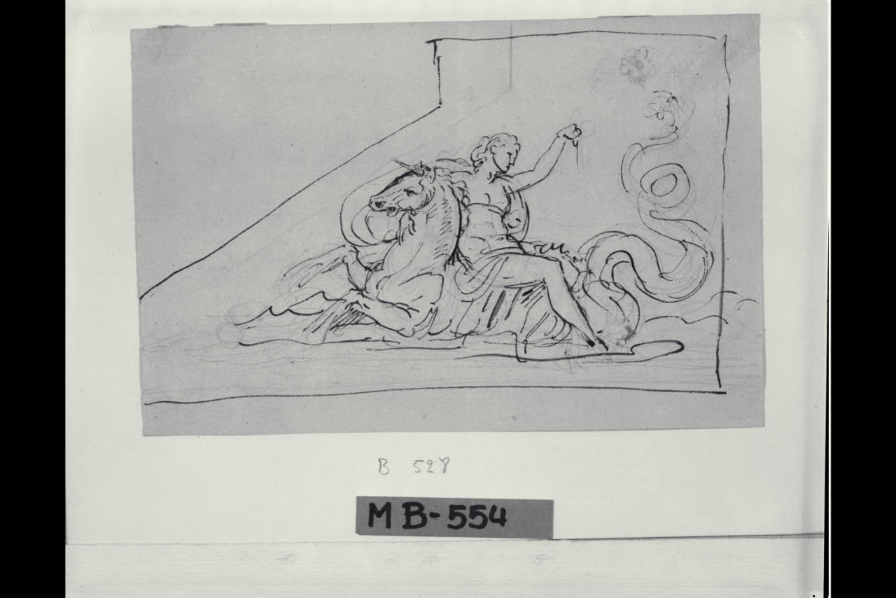 Nereide in groppa a un cavallo marino (disegno) di Maggiolini (bottega) (secc. XVIII/ XIX)