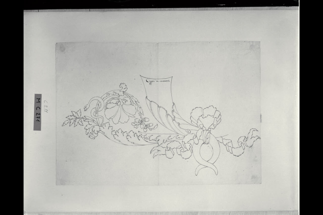 Cornucopia con volute (disegno) di Maggiolini (bottega) (secc. XVIII/ XIX)