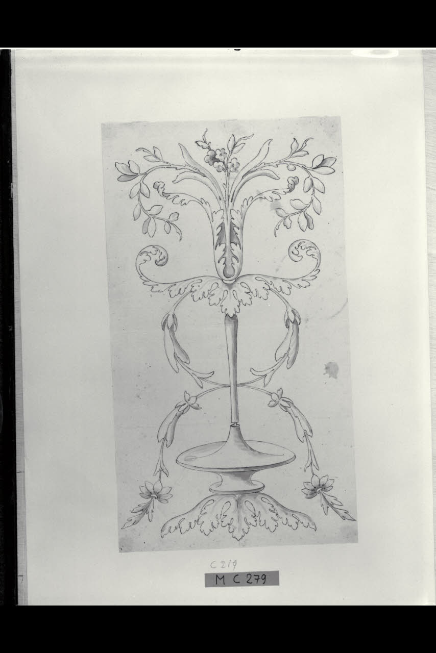 Intreccio a motivi fogliacei (disegno) di Maggiolini (bottega) (secc. XVIII/ XIX)