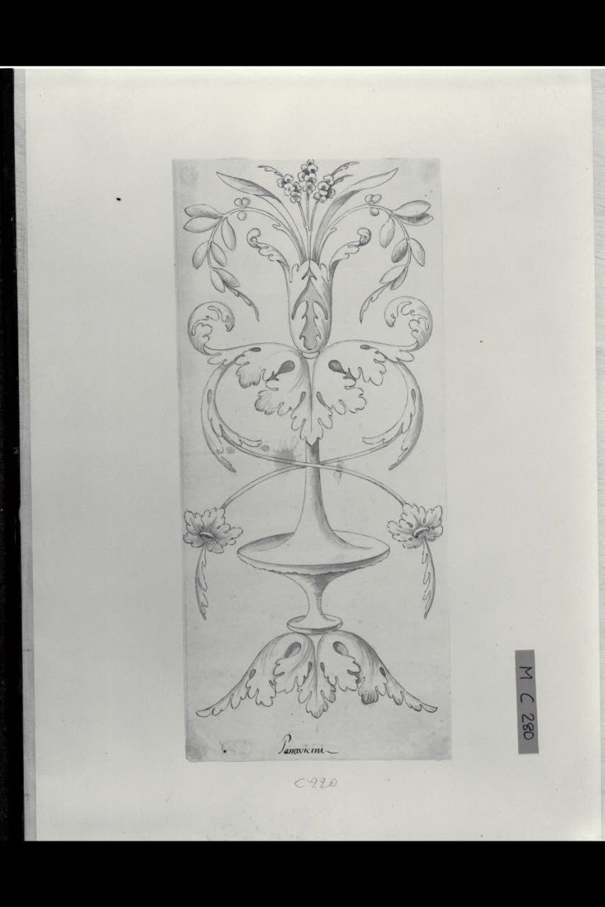 Intreccio a motivi fogliacei (disegno) di Maggiolini (bottega) (secc. XVIII/ XIX)
