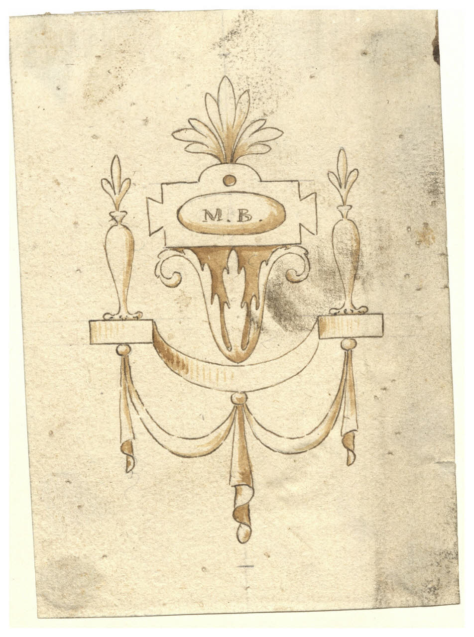 Ornamento con iniziali M.B. (disegno) di Maggiolini (bottega) (secc. XVIII/ XIX)