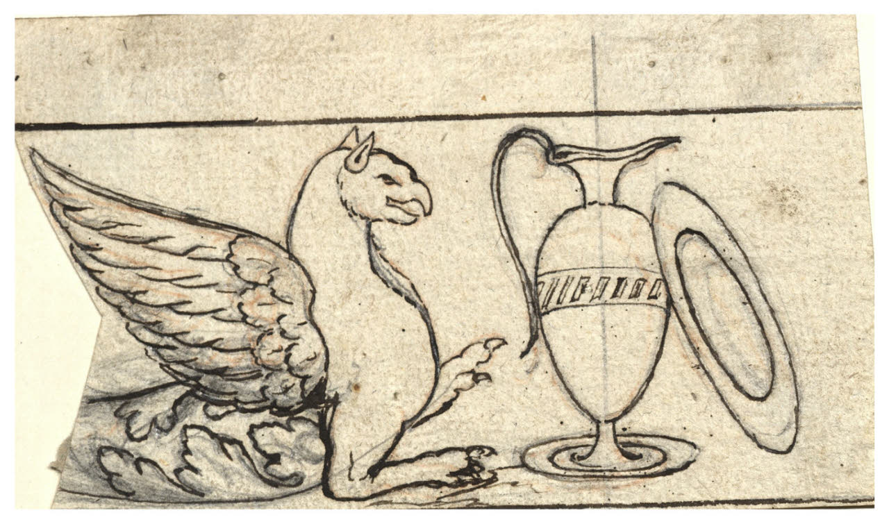 Ippogrifo con vaso (disegno) di Maggiolini (bottega) (secc. XVIII/ XIX)