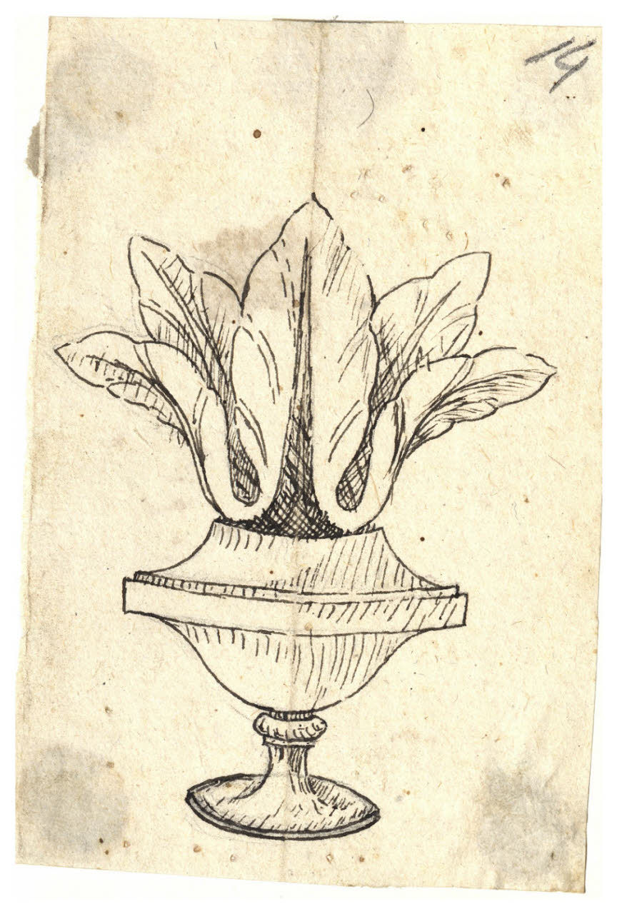 Vaso con foglie (disegno) di Maggiolini (bottega) (secc. XVIII/ XIX)