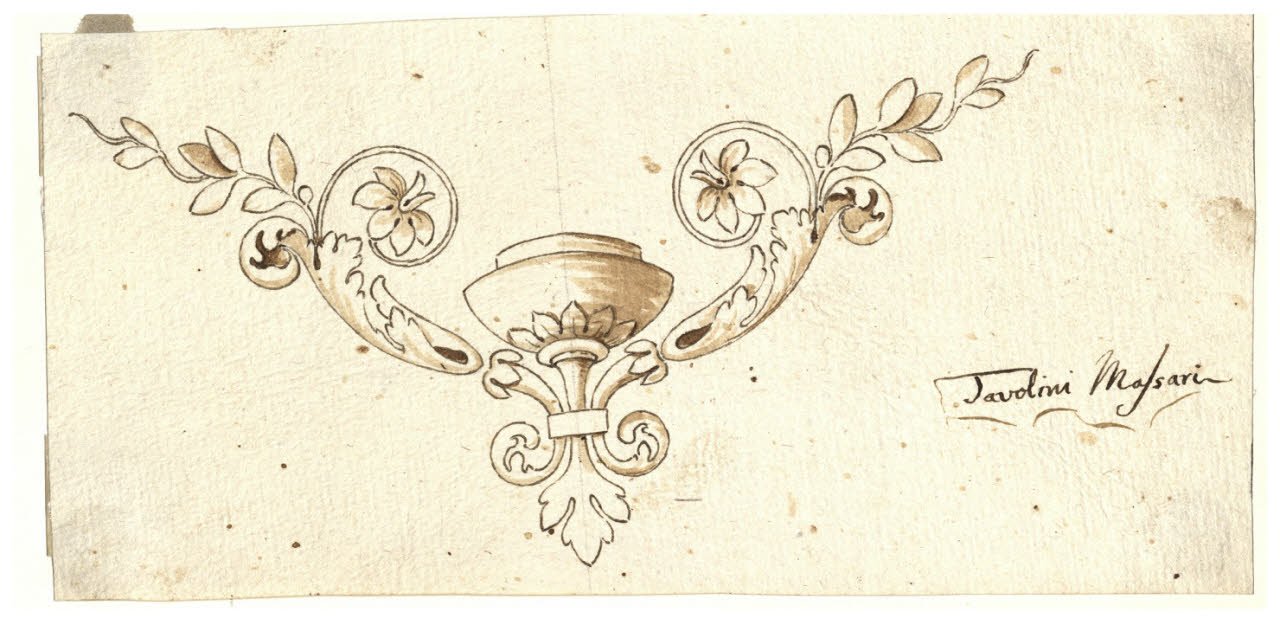 Vaso con ornati fogliacei (disegno) di Maggiolini (bottega) (secc. XVIII/ XIX)