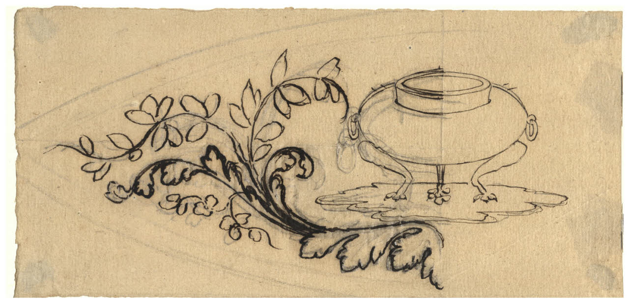 Olla con ornati fogliacei (disegno) di Maggiolini (bottega) (secc. XVIII/ XIX)