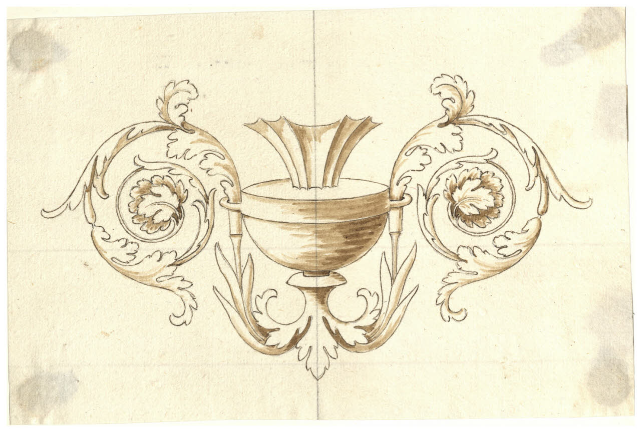 Vaso con ornati fogliacei (disegno) di Maggiolini (bottega) (secc. XVIII/ XIX)