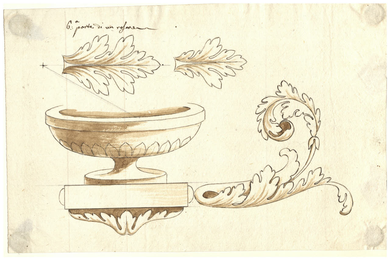 Tazza e vari ornamenti (disegno) di Maggiolini (bottega) (secc. XVIII/ XIX)