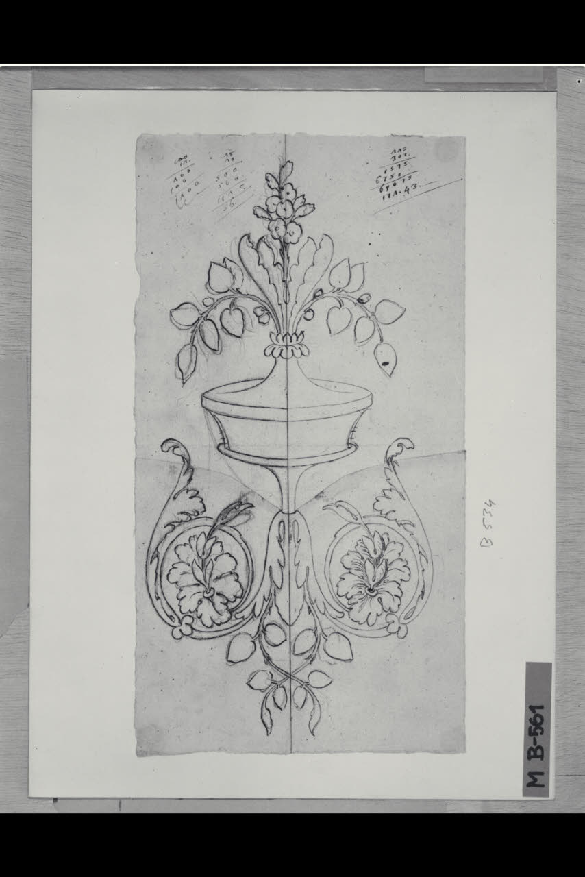 Elemento di candelabra (disegno) di Maggiolini (bottega) (secc. XVIII/ XIX)