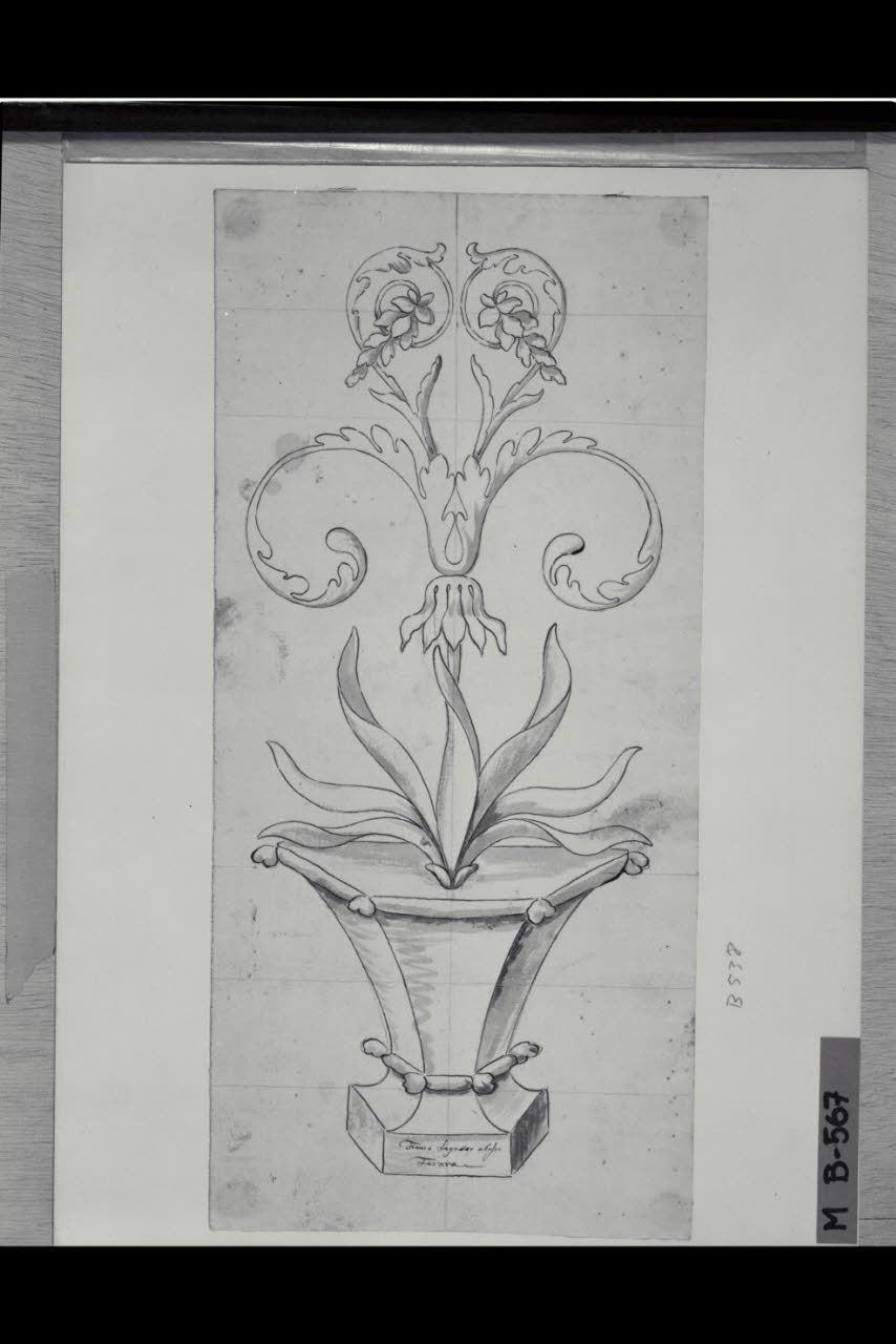 Elemento di ornato a grottesca (disegno) di Maggiolini (bottega) (secc. XVIII/ XIX)